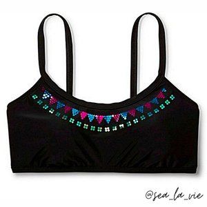 Plus Size Sequin Embellished Bralette Bikini Top